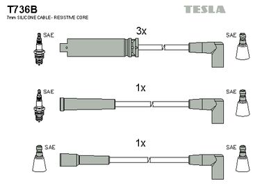 Комплект проводов зажигания TESLA T736B для DAEWOO NEXIA
