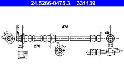 Тормозной шланг ATE 24.5266-0475.3 для NISSAN ALMERA