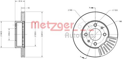 Тормозной диск METZGER 6110618 для HYUNDAI S COUPE