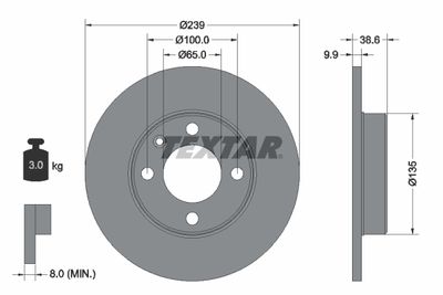 Тормозной диск TEXTAR 92009303 для VW DERBY