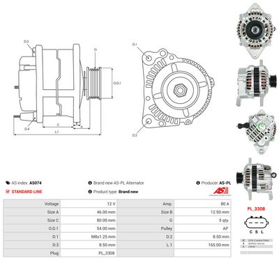GENERATOR / ALTERNATOR AS-PL A5074 4
