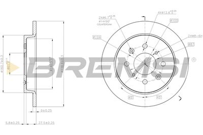 BREMSI CD8244S Тормозные диски  для HONDA JAZZ (Хонда Жазз)