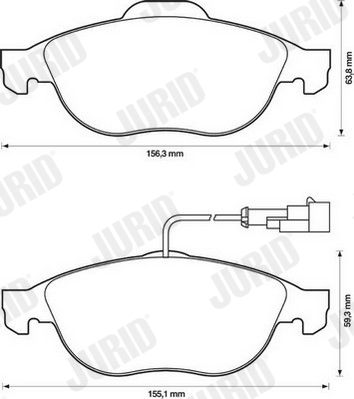 Комплект тормозных колодок, дисковый тормоз JURID 571933D для ALFA ROMEO 147