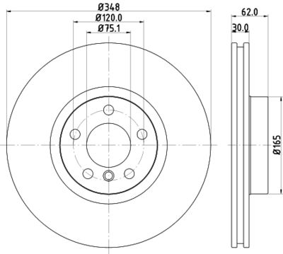 Тормозной диск HELLA 8DD 355 129-301 для BMW X5