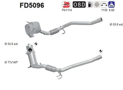 Filtr sadzy / filtr cząstek stałych, układ wydechowy AS 1K0254706EX