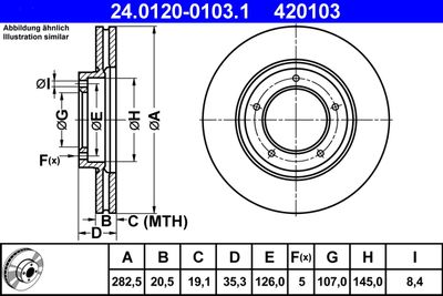 Тормозной диск ATE 24.0120-0103.1 для PORSCHE 914