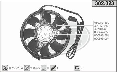 AHE 302.023 Вентилятор системы охлаждения двигателя для AUDI A4 B5 (8D2)