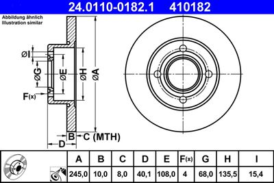Тормозной диск ATE 24.0110-0182.1 для AUDI 90