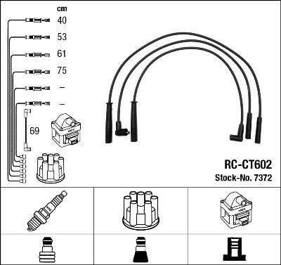 Комплект проводов зажигания NGK 7372 для CITROËN BX