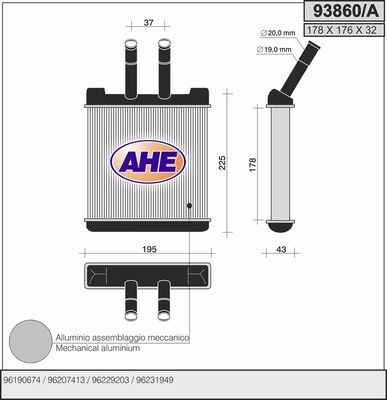AHE 93860/A Радиатор печки  для DAEWOO LANOS (Деу Ланос)