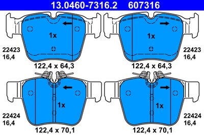 Комплект тормозных колодок, дисковый тормоз ATE 13.0460-7316.2 для MERCEDES-BENZ GLC