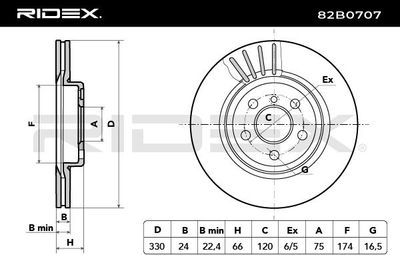 спирачен диск RIDEX 82B0707