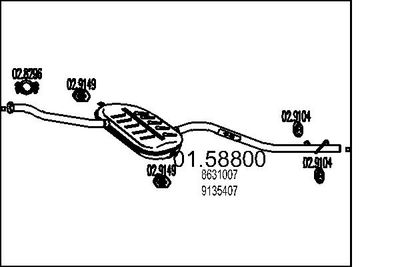 MTS 01.58800 Глушитель выхлопных газов  для VOLVO 850 (Вольво 850)