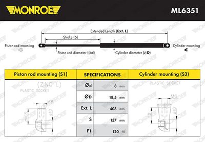 AMORTIZOR PORTBAGAJ MONROE ML6351 1