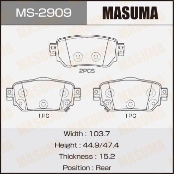 Комплект тормозных колодок MASUMA MS-2909 для NISSAN X-TRAIL
