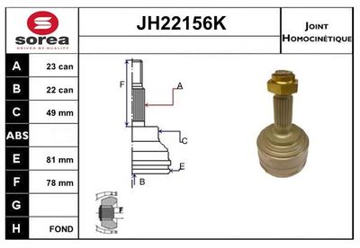 SNRA Homokineet reparatie set, aandrijfas (JH22156K)