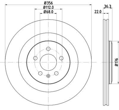 Тормозной диск HELLA 8DD 355 125-551 для AUDI A8