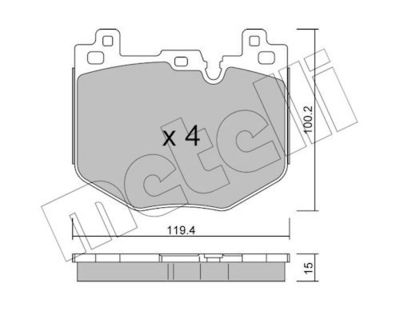 комплект спирачно феродо, дискови спирачки METELLI 22-1425-0