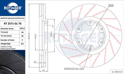 спирачен диск ROTINGER RT 2571-GL T6