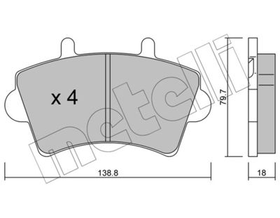 Комплект тормозных колодок, дисковый тормоз METELLI 22-0545-0 для RENAULT MASTER