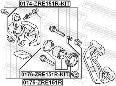 Guide Bolt, brake caliper 0174-ZRE151R-KIT