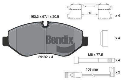 Kit de plaquettes de frein, frein à disque BENDIX Braking