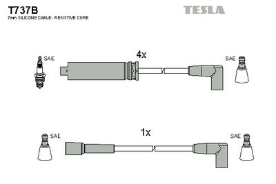 комплект запалителеи кабели TESLA T737B