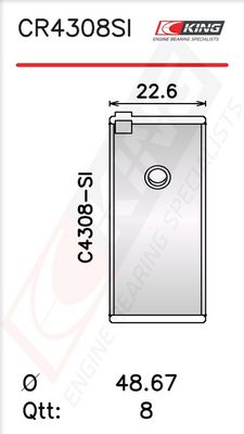 Черупка на биелен лагер KING CR4308SI0.3