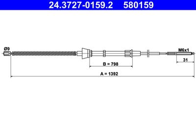 Cable Pull, parking brake 24.3727-0159.2