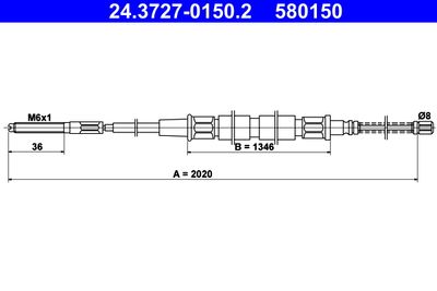 Тросик, cтояночный тормоз ATE 24.3727-0150.2 для VW CADDY