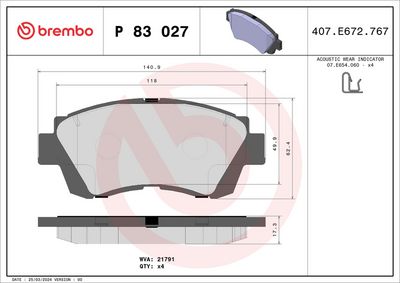 Brake Pad Set, disc brake P 83 027