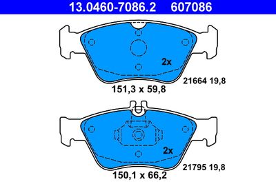 Комплект тормозных колодок, дисковый тормоз ATE 13.0460-7086.2 для MERCEDES-BENZ SLK