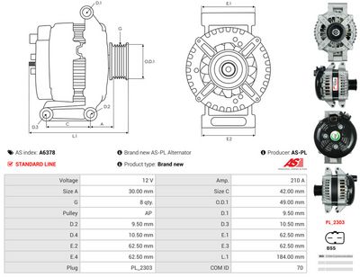 GENERATOR / ALTERNATOR AS-PL A6378 4