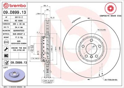 BREMSSCHEIBE BREMBO 09D89913 1