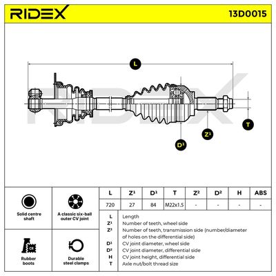 полуоска RIDEX