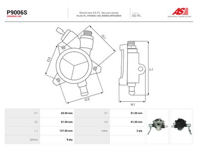 Vakuové (podtlakové) čerpadlo, brzdový systém AS-PL P9006S