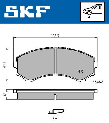 Комплект тормозных колодок, дисковый тормоз SKF VKBP 80252 A для MITSUBISHI PROUDIA/DIGNITY