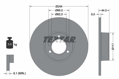 Тормозной диск TEXTAR 92022100 для CITROËN LNA