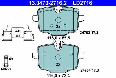 Комплект тормозных колодок, дисковый тормоз ATE 13.0470-2716.2 для BMW X7