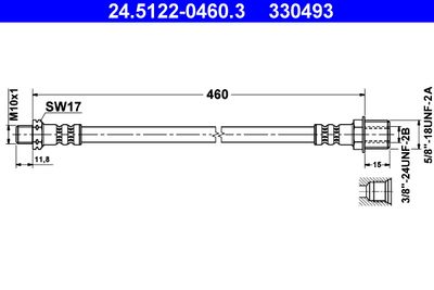 Тормозной шланг ATE 24.5122-0460.3 для PEUGEOT J9