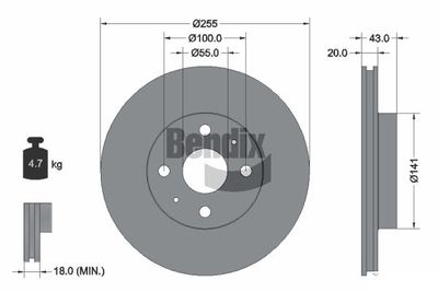 BENDIX Braking BDS1326 Тормозные диски  для GREAT WALL  (Грейтвол Коолбеар)