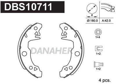 Комплект тормозных колодок DANAHER DBS10711 для DACIA 1310