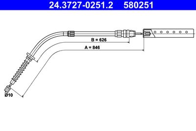 Vajer, parkeringsbroms ATE 24.3727-0251.2