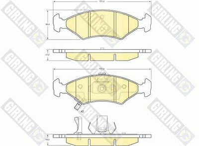 Комплект тормозных колодок, дисковый тормоз GIRLING 6132242 для KIA SEPHIA