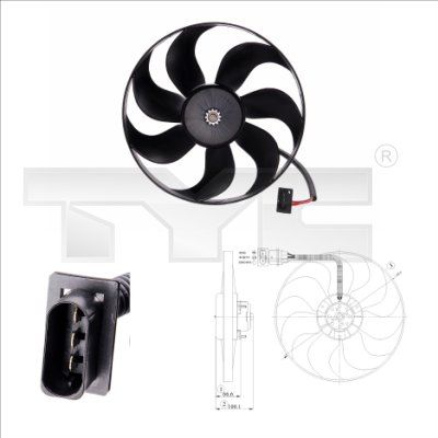 Вентилятор, охлаждение двигателя TYC 802-0009 для VW BORA