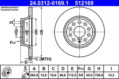 Тормозной диск ATE 24.0312-0169.1 для VW CC