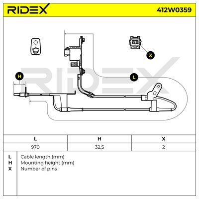 датчик, обороти на колелото RIDEX 412W0359