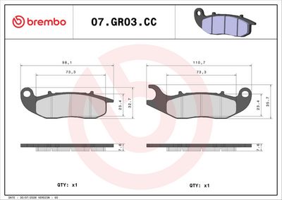 Set placute frana BREMBO 07GR03CC