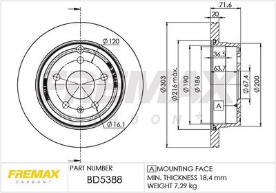 Тормозной диск FREMAX BD-5388 для GMC TERRAIN