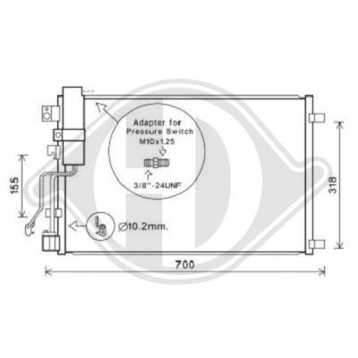 Конденсатор, кондиционер DIEDERICHS DCC1116 для NISSAN QASHQAI